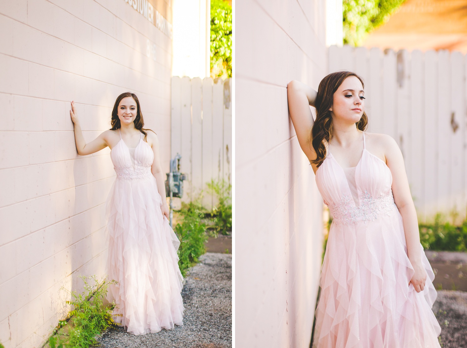 senior photographs in prom dress