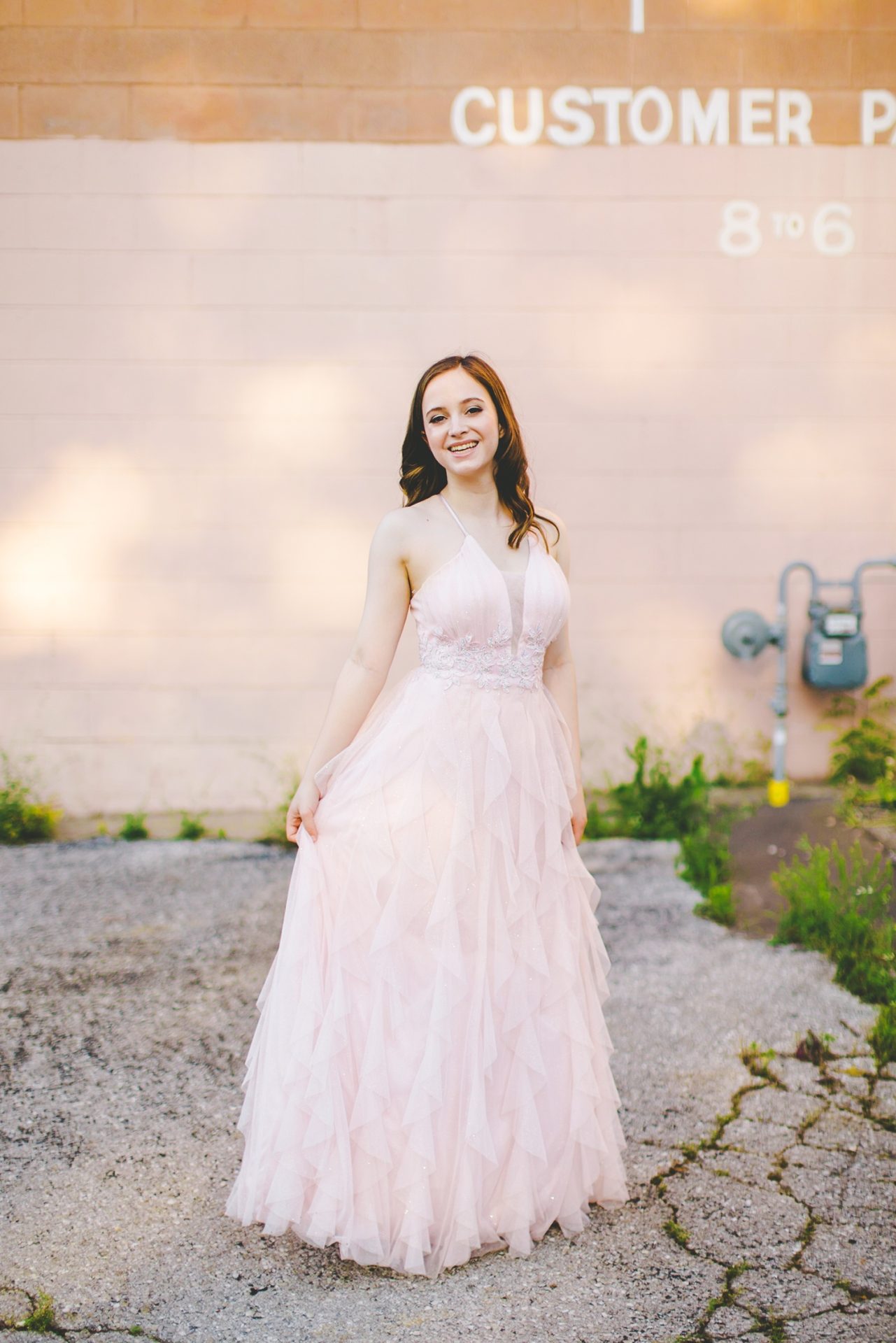 senior photographs in prom dress