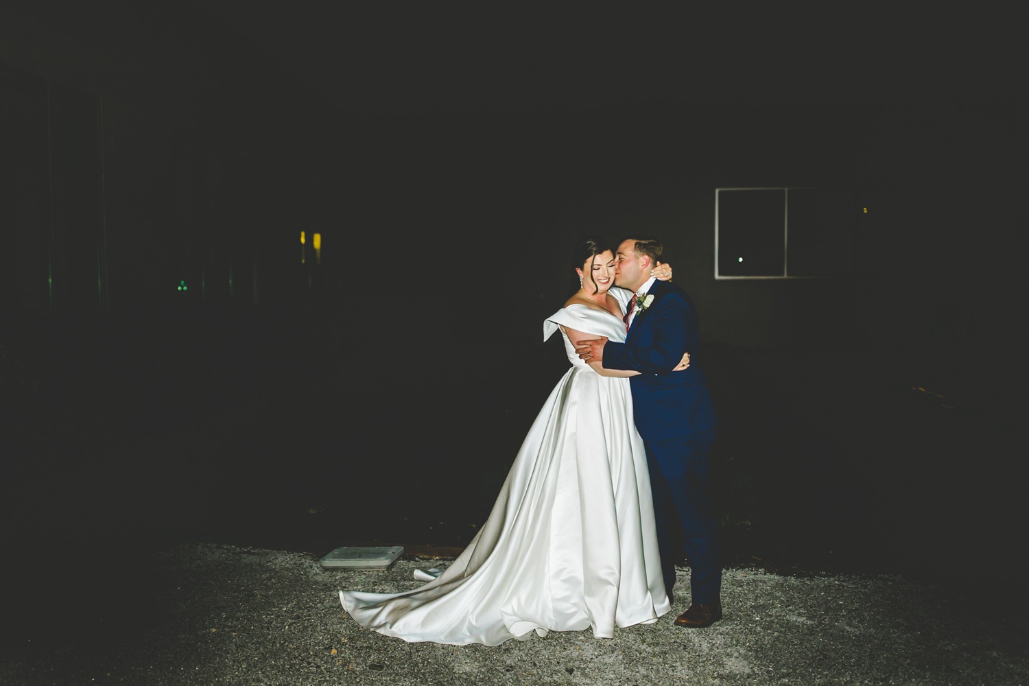 Night Bride and Groom Portraits in Bentonville Arkansas 