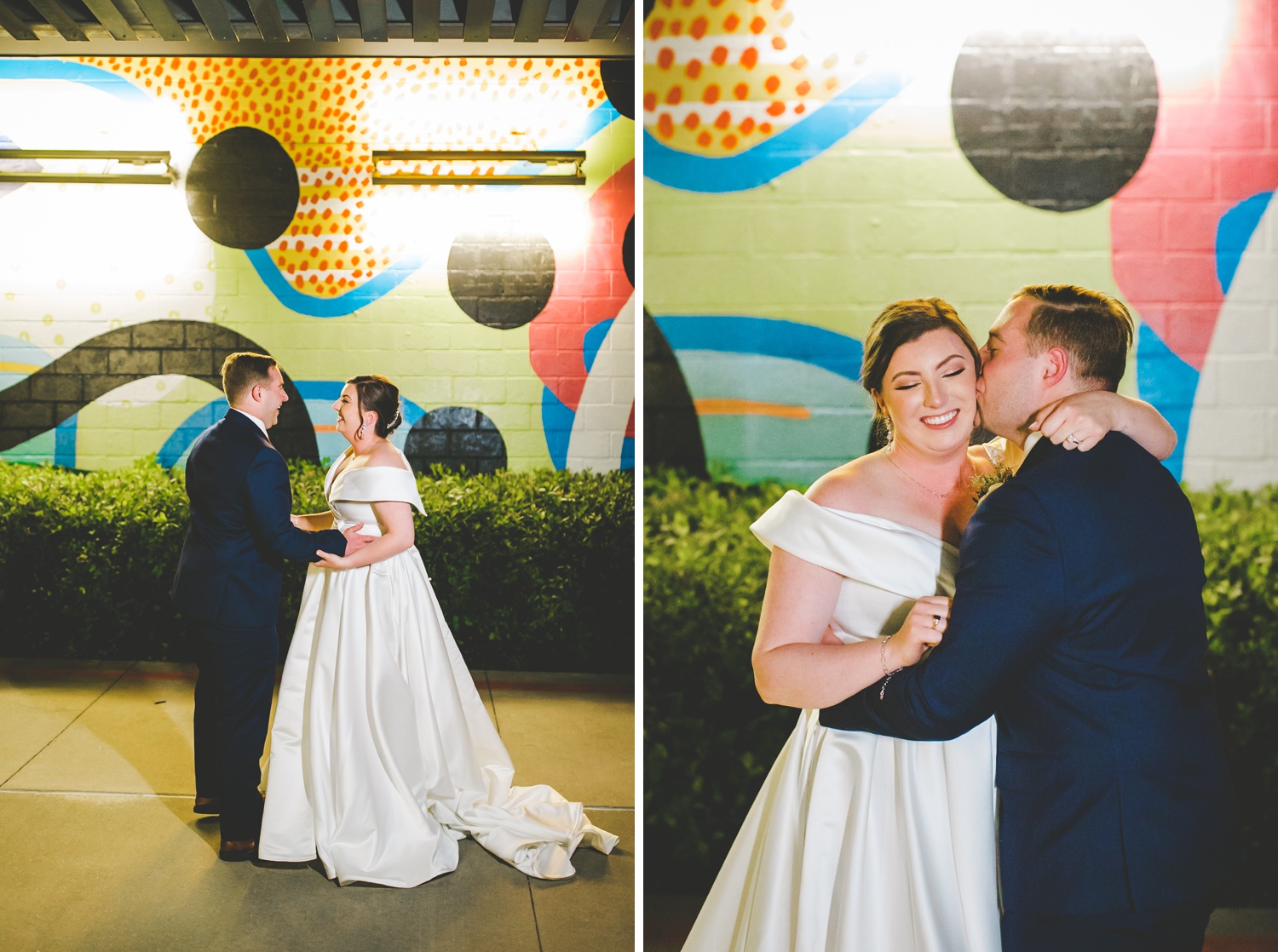 Night Bride and Groom Portraits in Bentonville Arkansas 