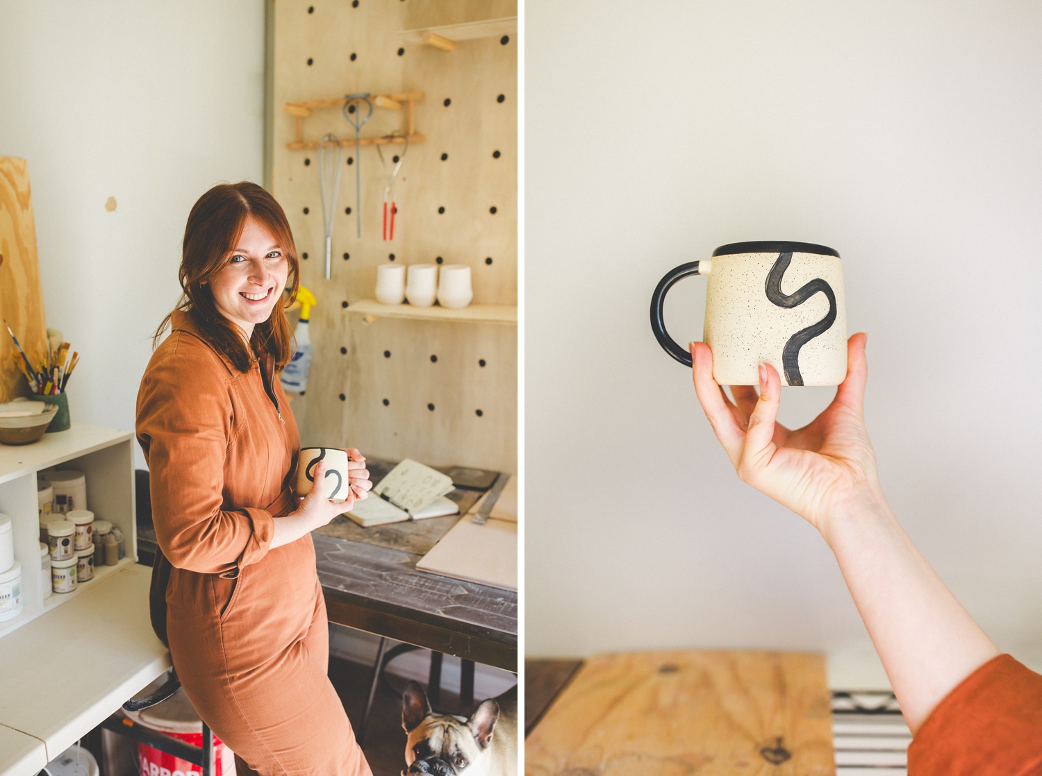 cozy aesthetic ceramic art, pottery studio tour