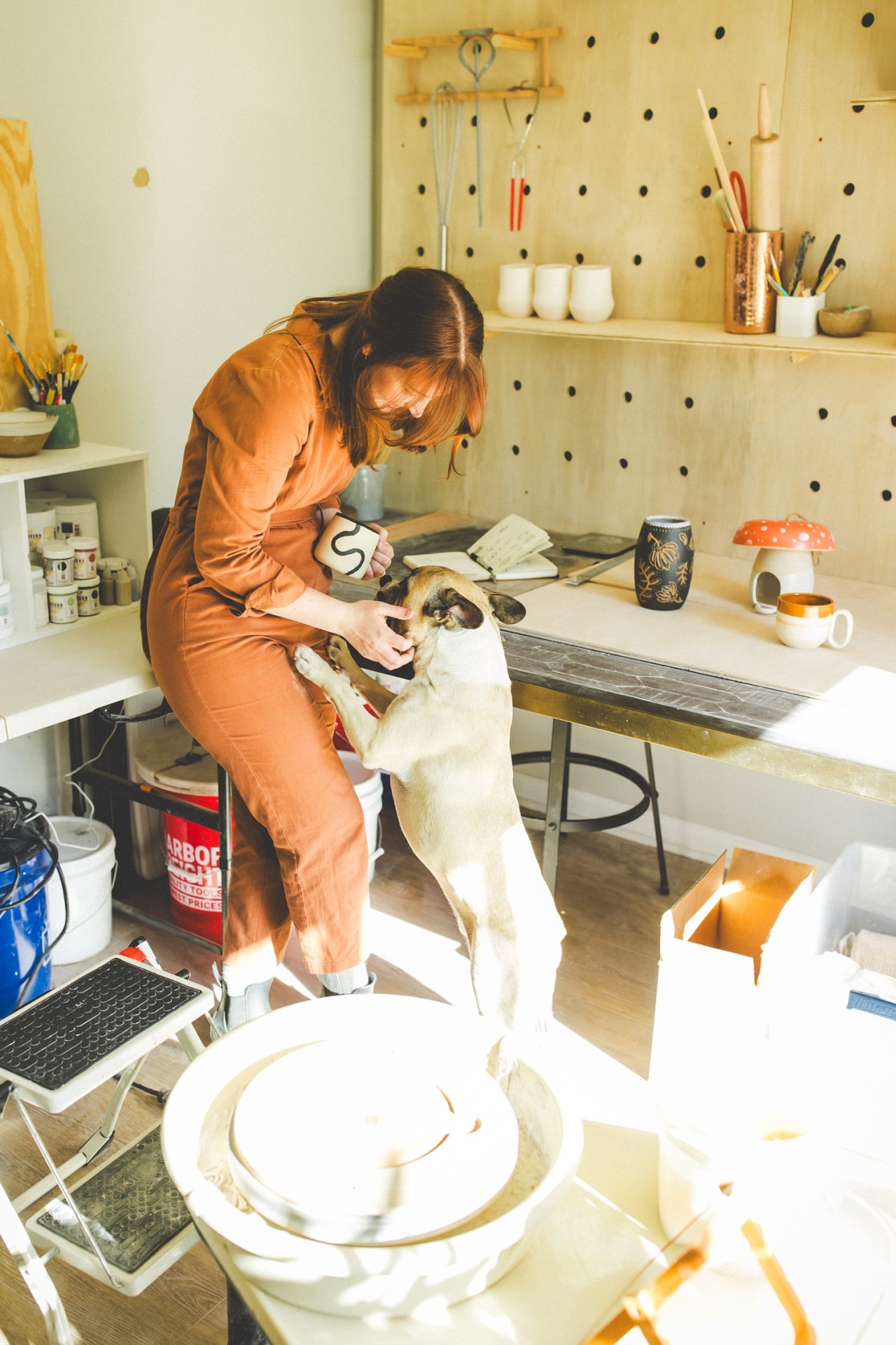 cozy aesthetic ceramic art, pottery studio tour