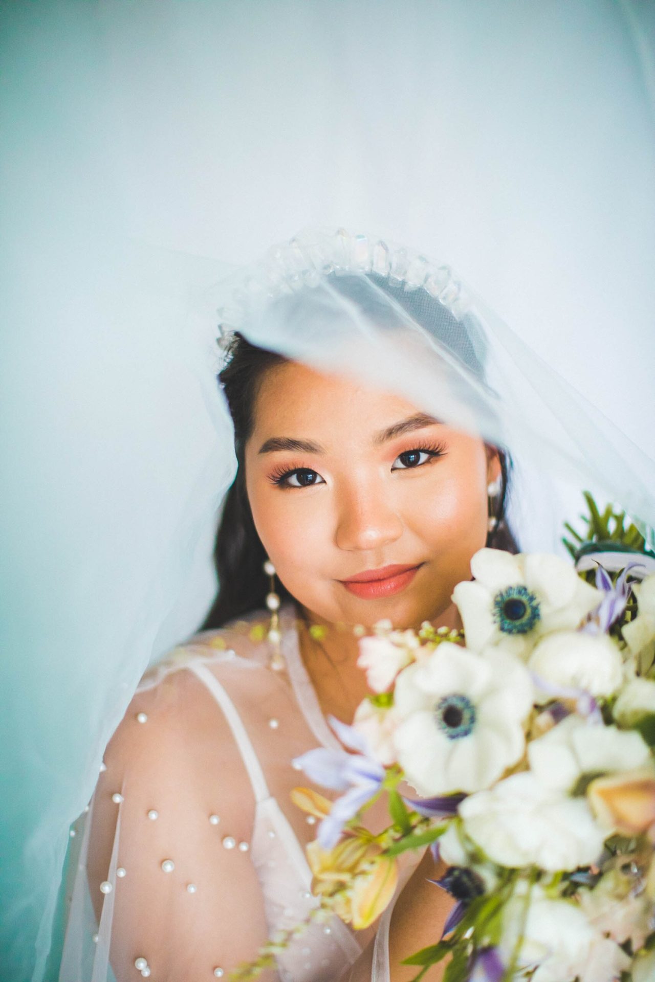 bride with loose long hair, dreamy wedding photos in arkansas 