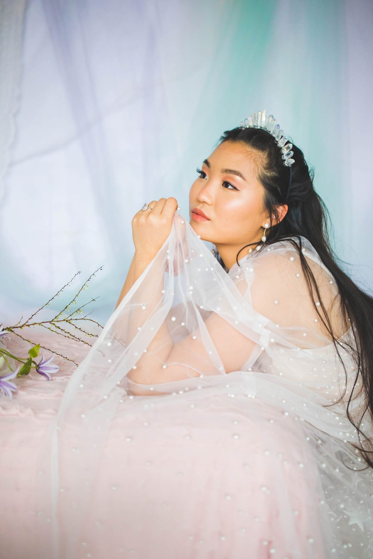 ethereal and colorful wedding photos in fayetteville, bridals taken in studio