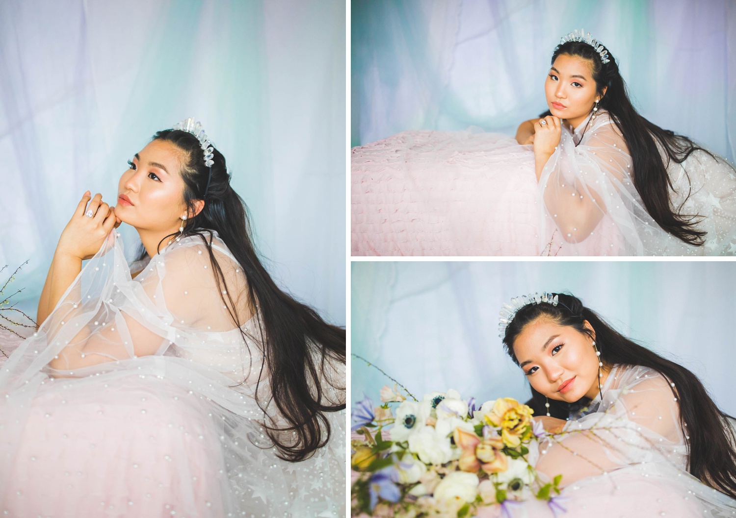 ethereal and colorful wedding photos in fayetteville, bridals taken in studio