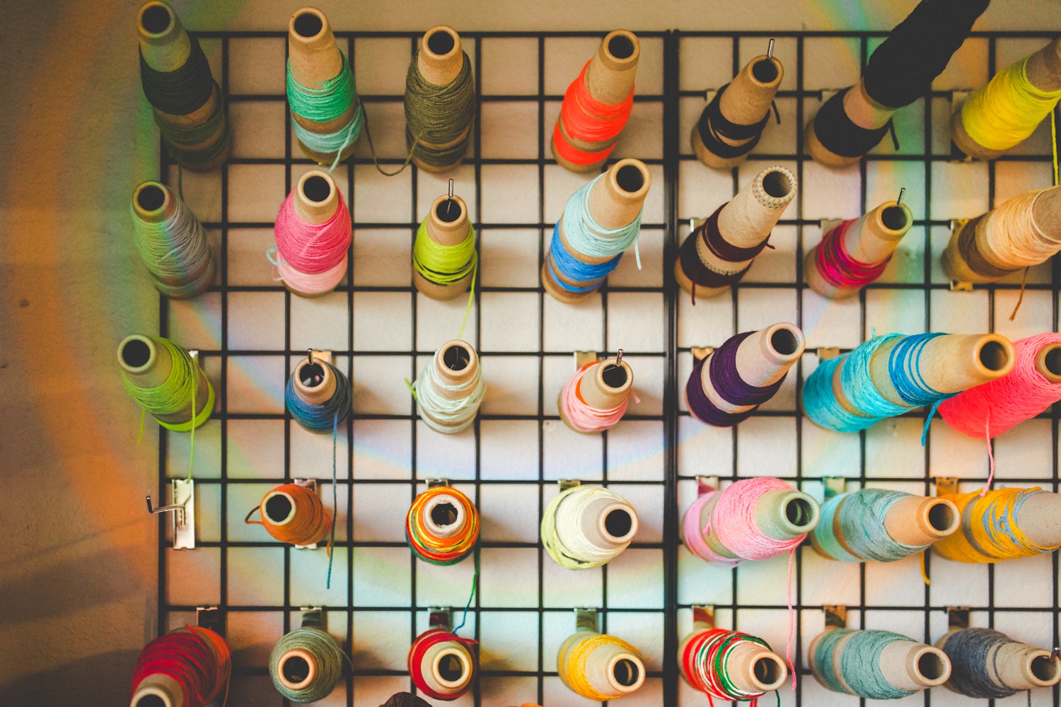 Yarn Wall of Rug Tufting Artist Mel of Melspace Creative 