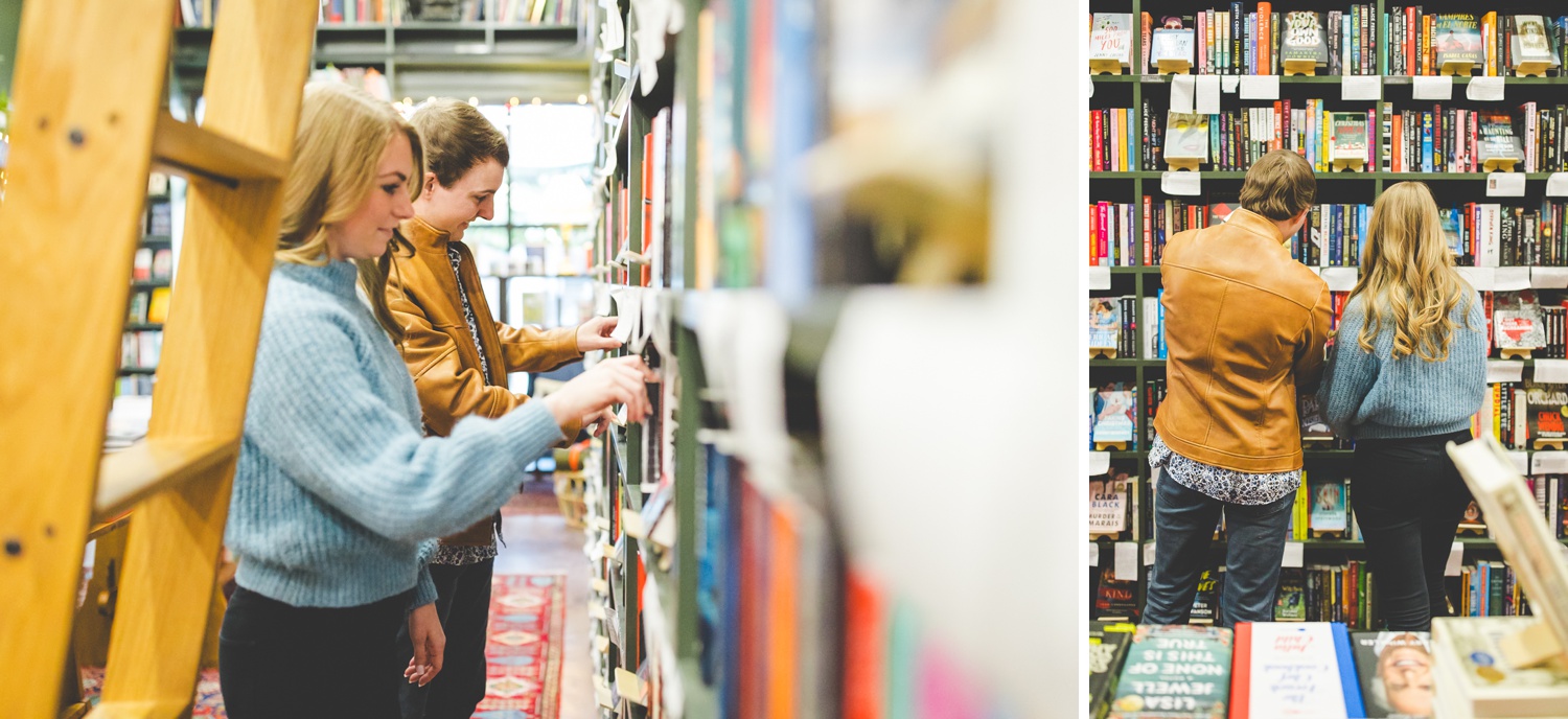 Engagement Photos at Pearl's Books in Fayetteville 