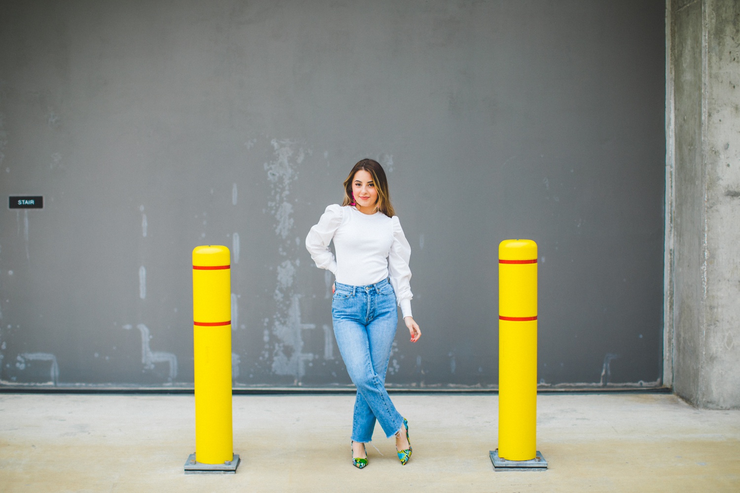 senior photographs taken in parking garage