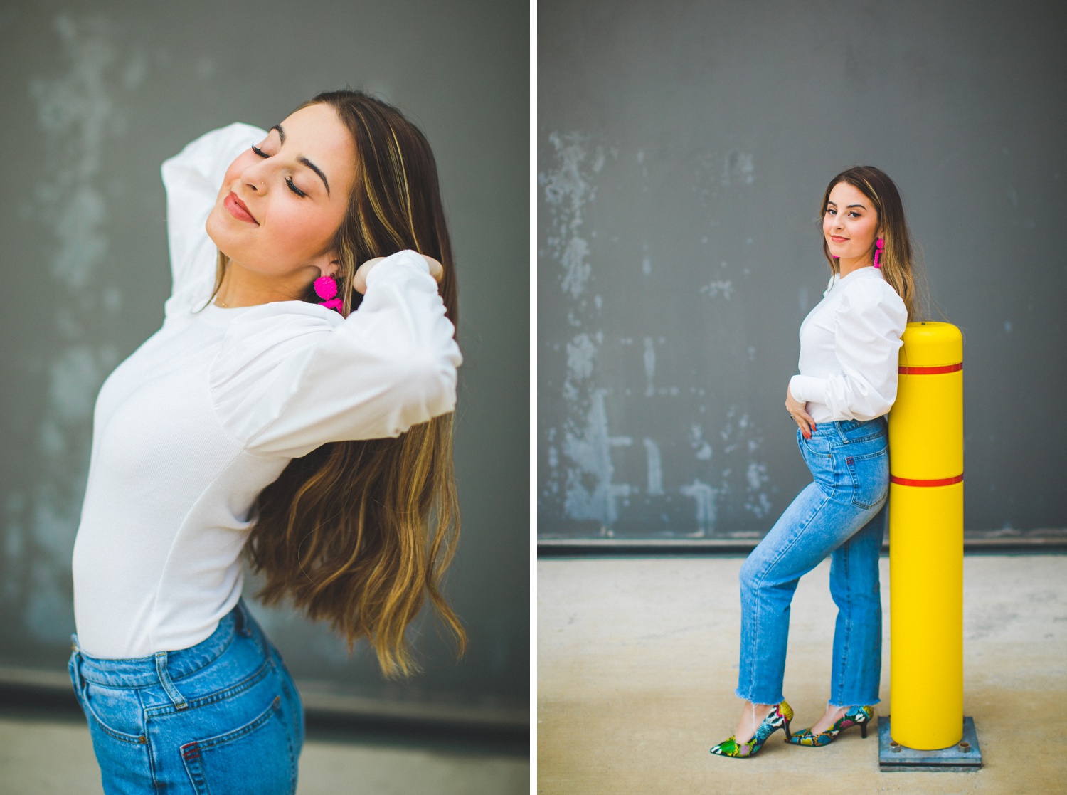 senior photographs taken in parking garage