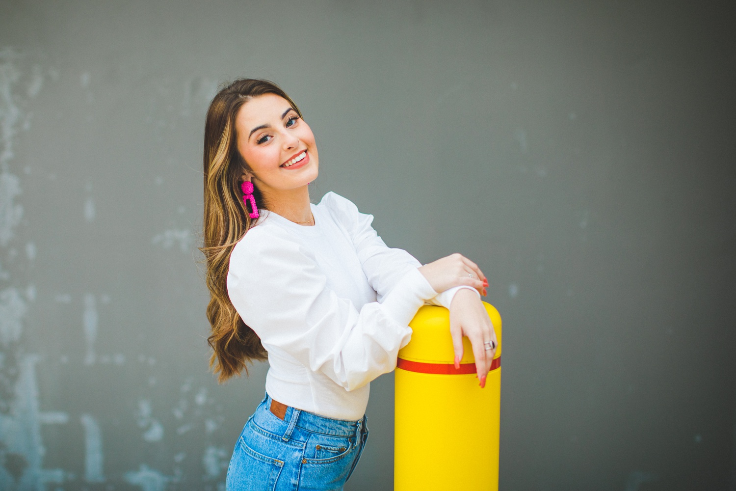 senior photographs taken in parking garage