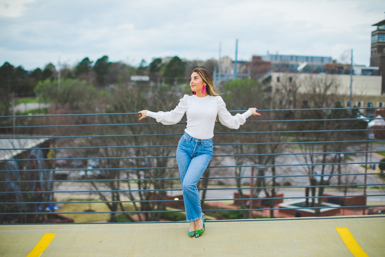 senior photographs taken in parking garage