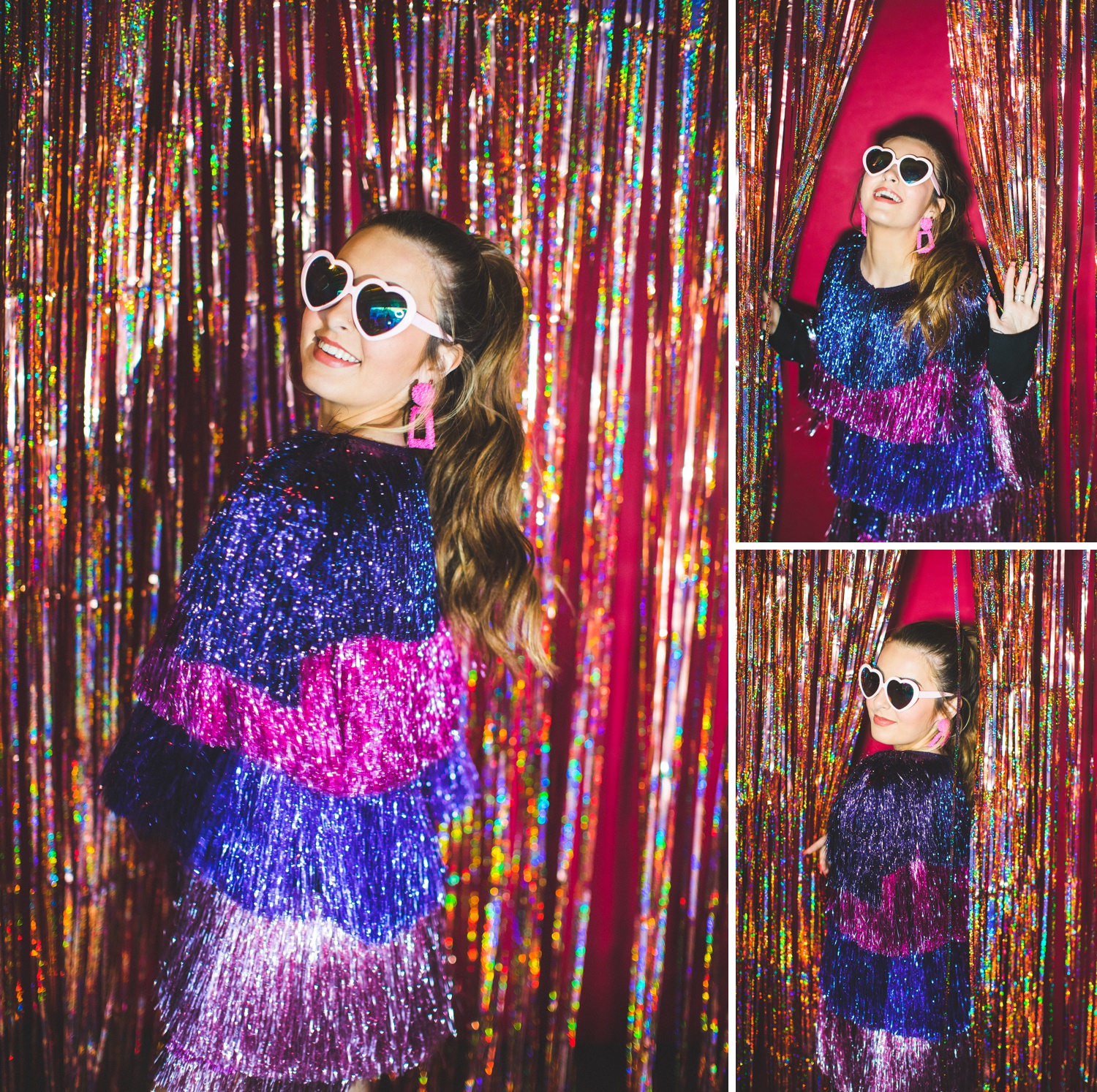 colorful senior photographs with tinsel, Northwest Arkansas senior photographer 