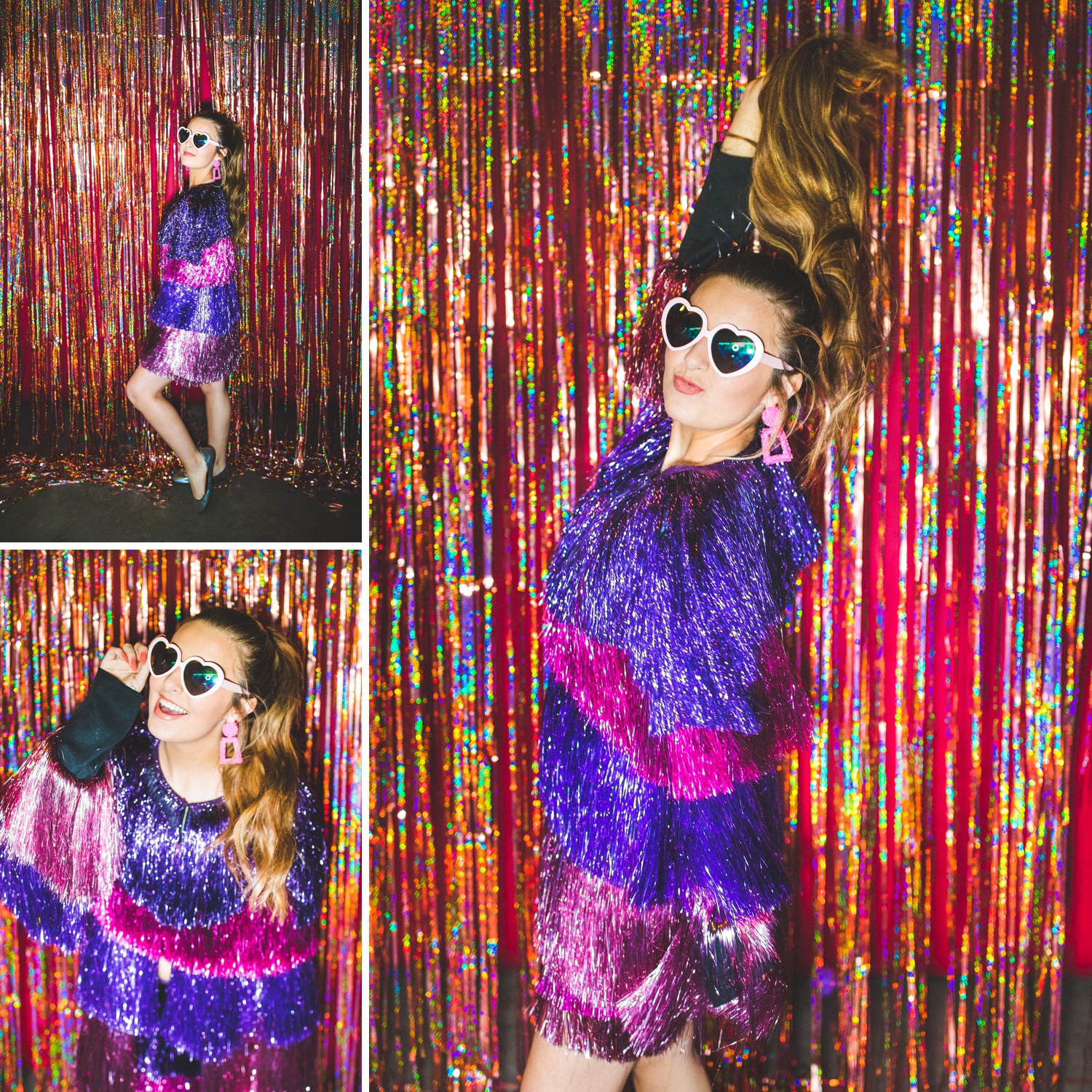 colorful senior photographs with tinsel, Northwest Arkansas senior photographer 