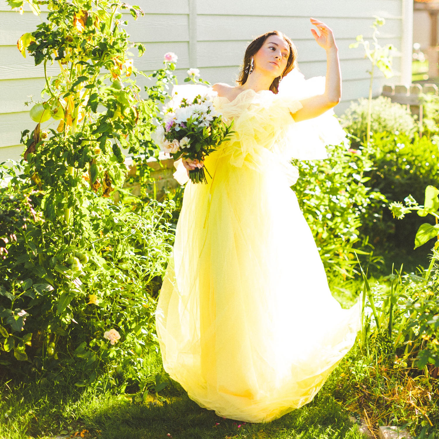 Maximalist Yellow Wedding Gown with Ruffles 