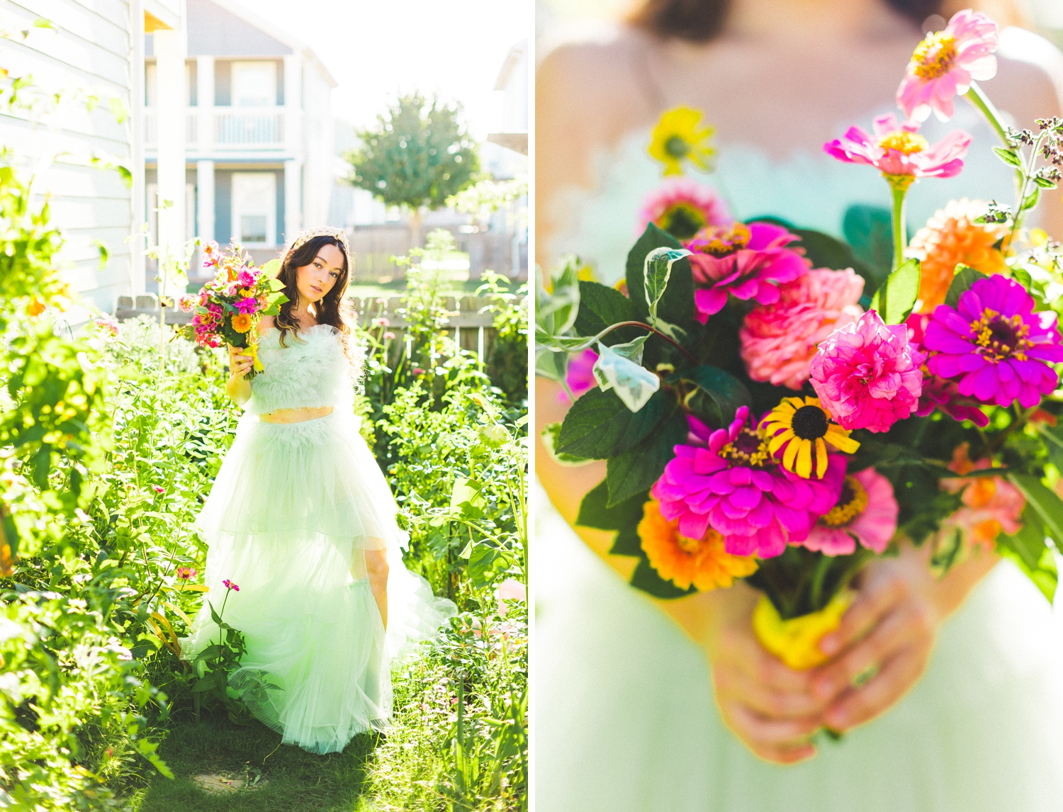 Maximalist Green Wedding Gown with Ruffles 
