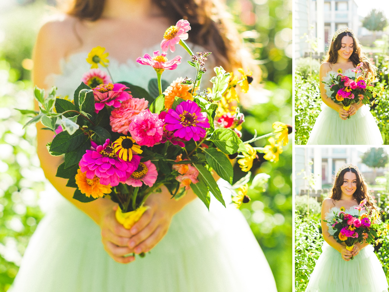 Maximalist Green Wedding Gown with Ruffles 