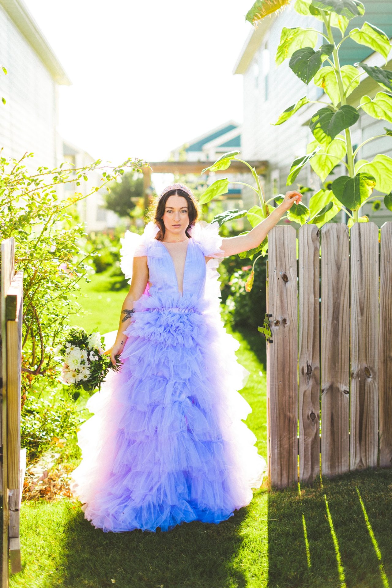 Maximalist Purple Wedding Gown with Ruffles 