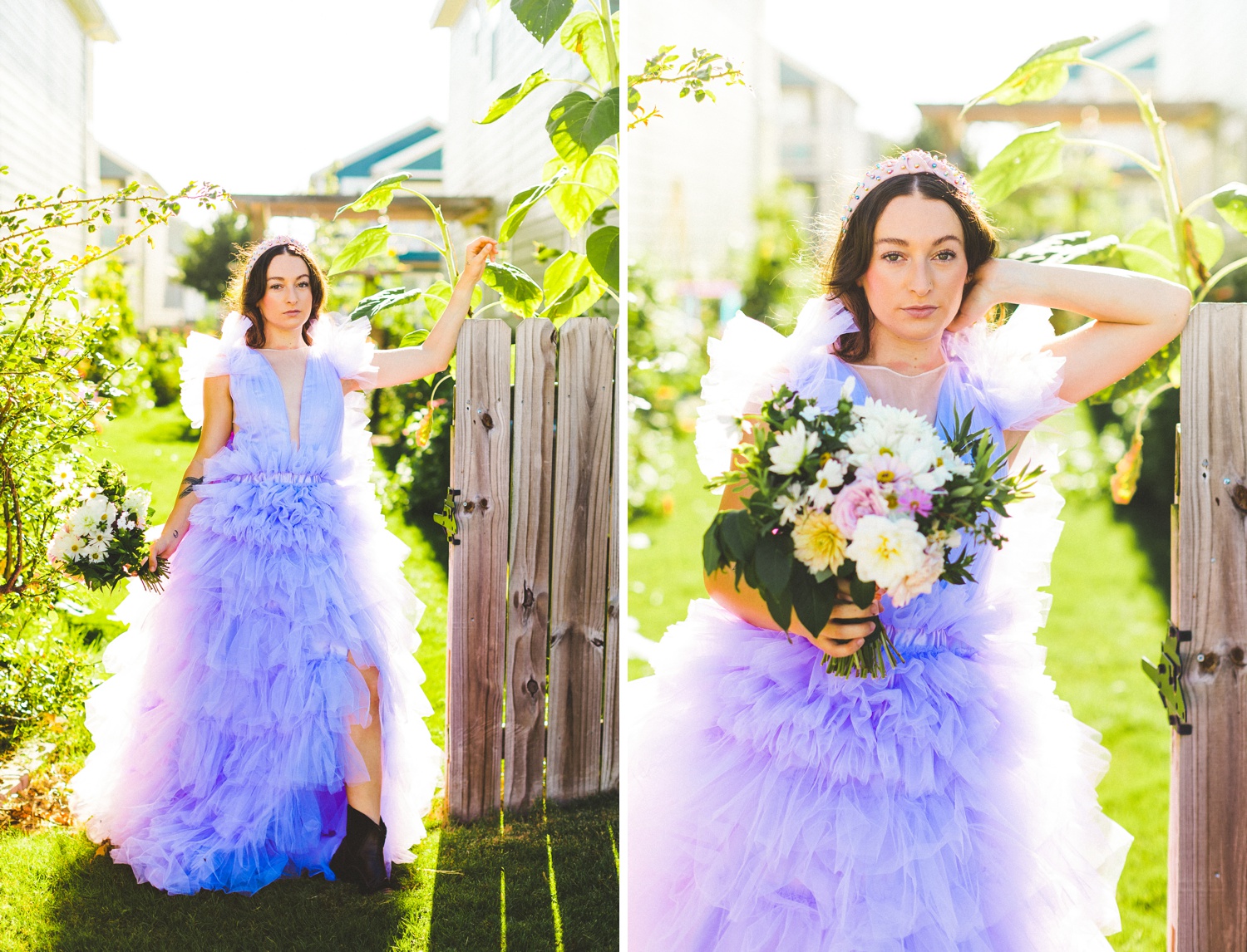 Maximalist Purple Wedding Gown with Ruffles 