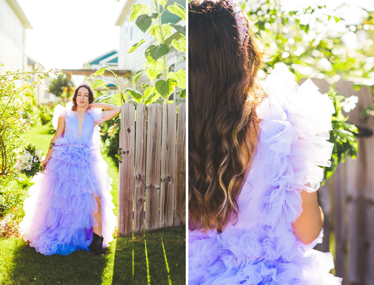 Maximalist Purple Wedding Gown with Ruffles 