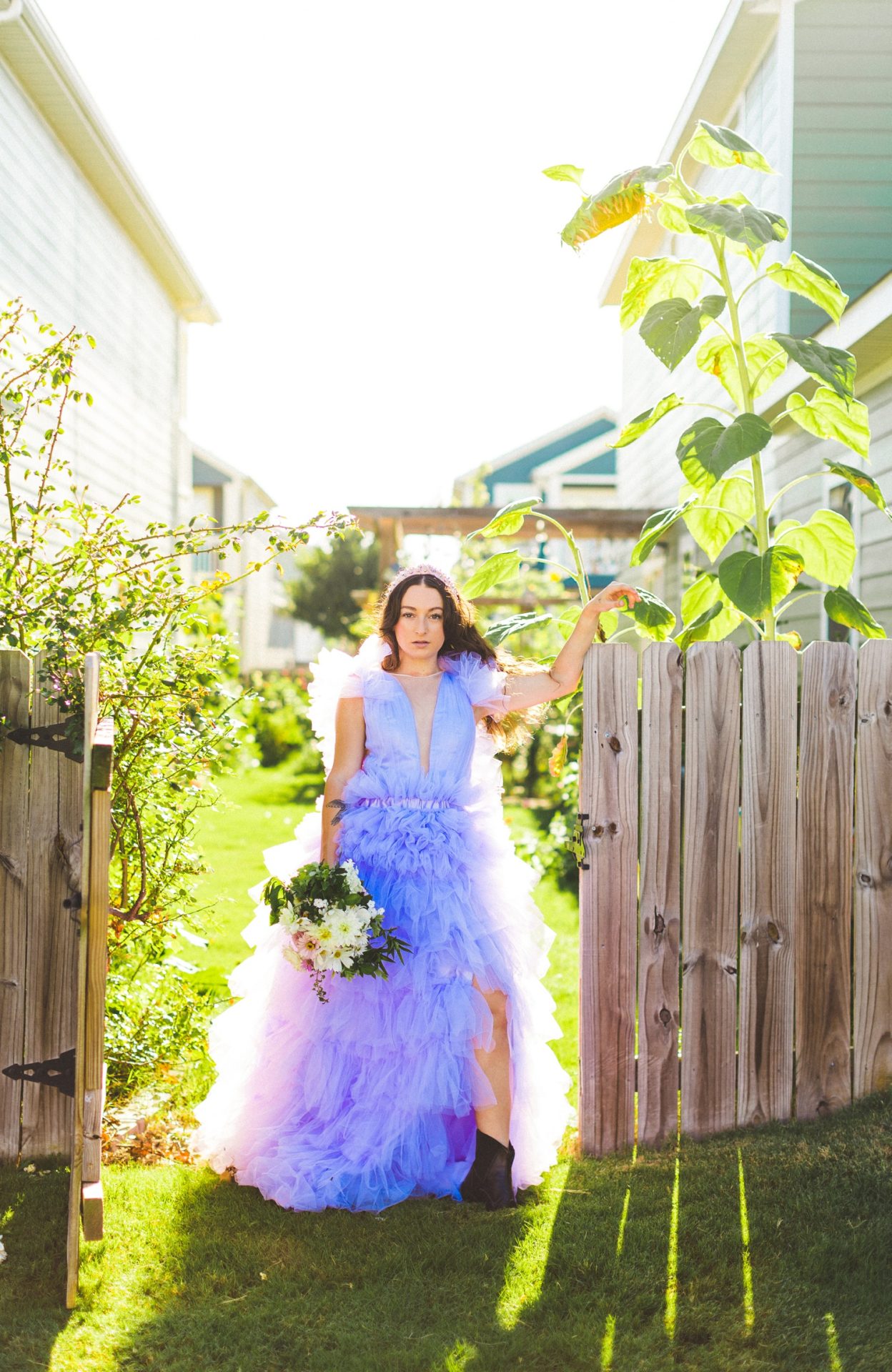 Maximalist Purple Wedding Gown with Ruffles 