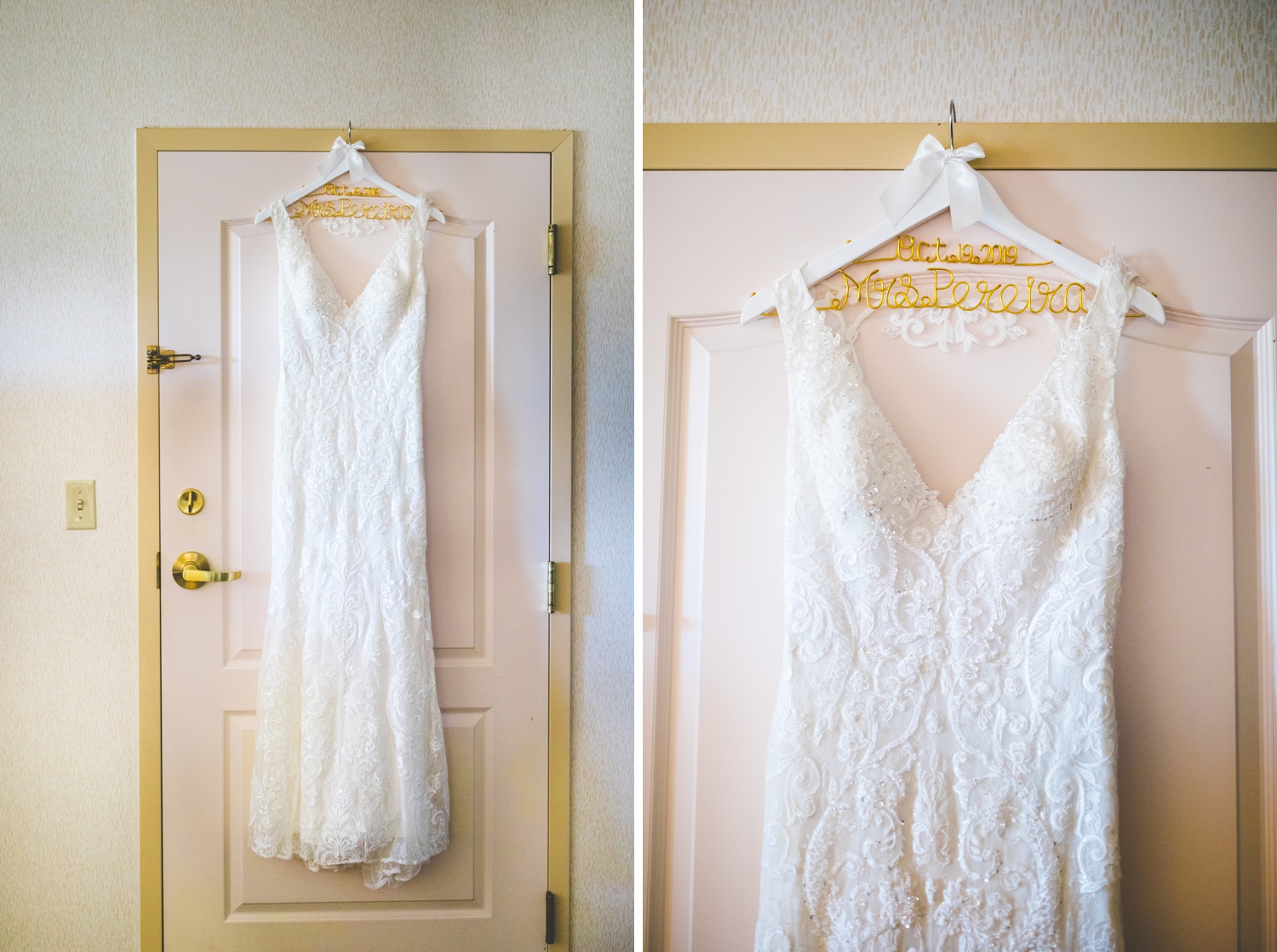 Wedding Dress Hanging, Fall Wedding in Glastonbury, Connecticut 