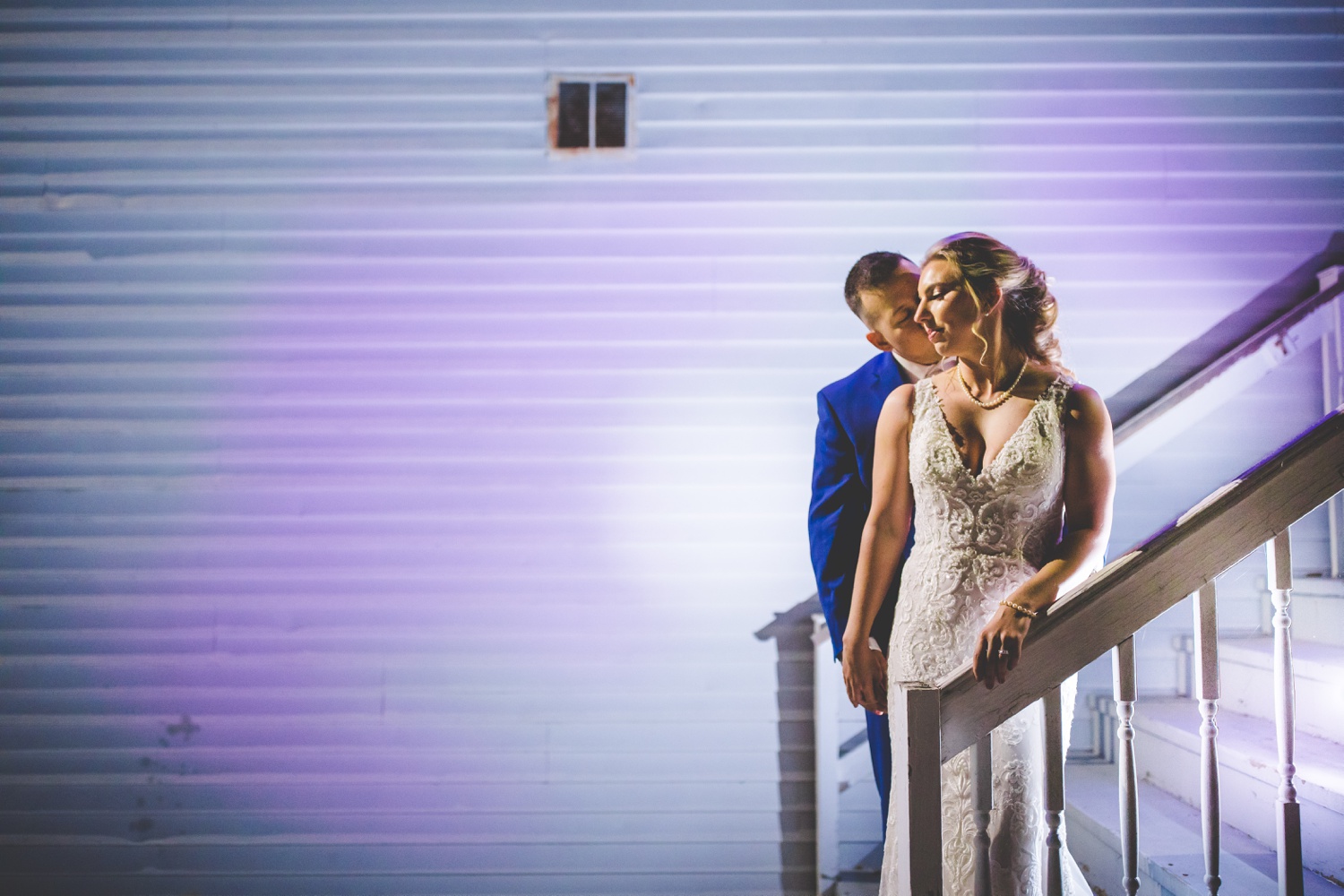 Night Photographs of Bride and Groom During Wedding Reception