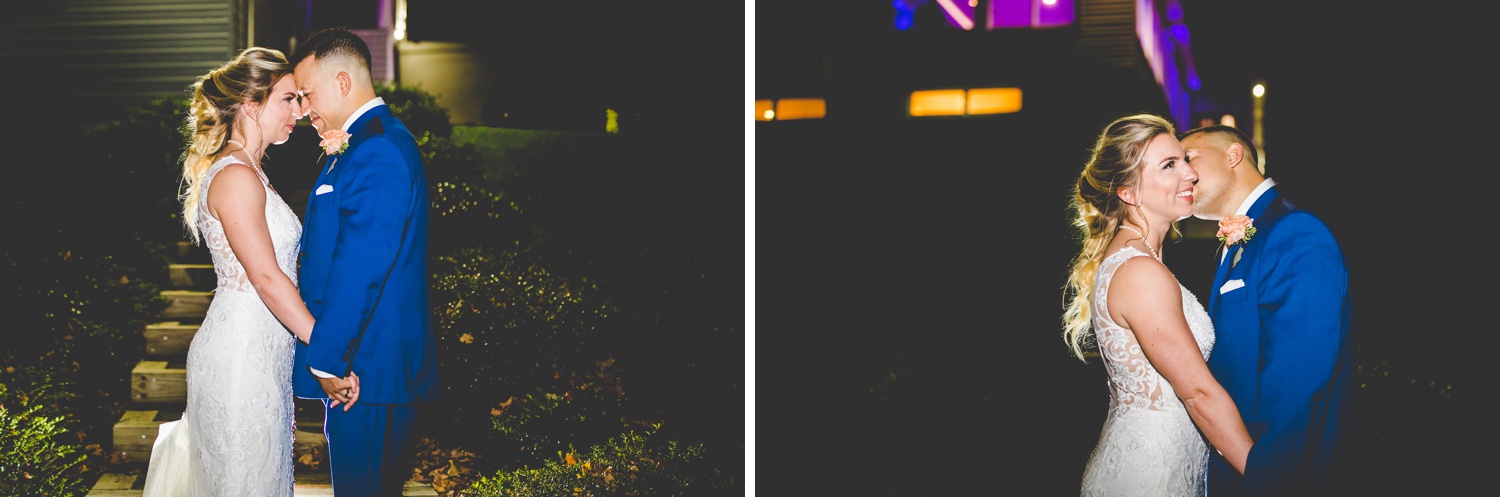 Night Photographs of Bride and Groom During Wedding Reception