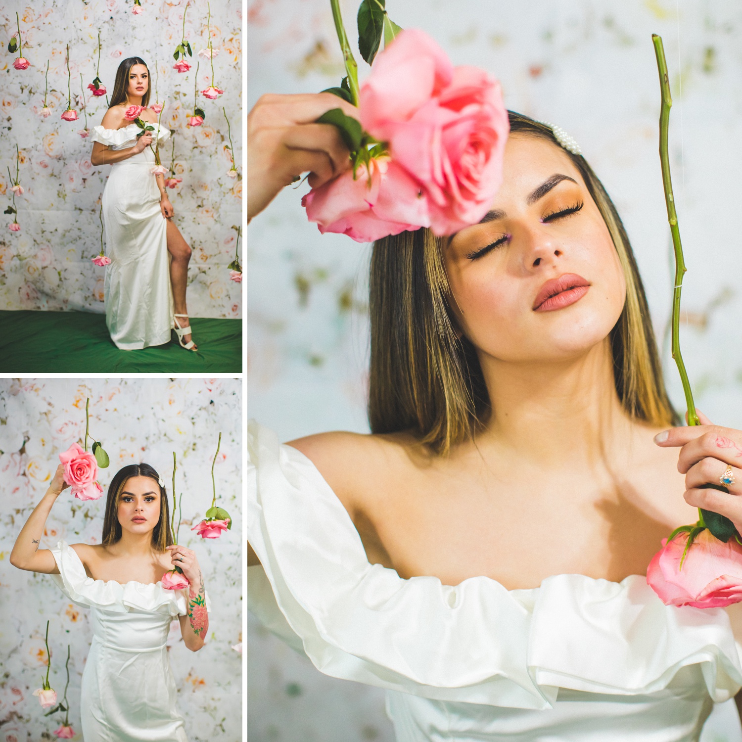 Bridal Photography with Roses, Flash Photography 