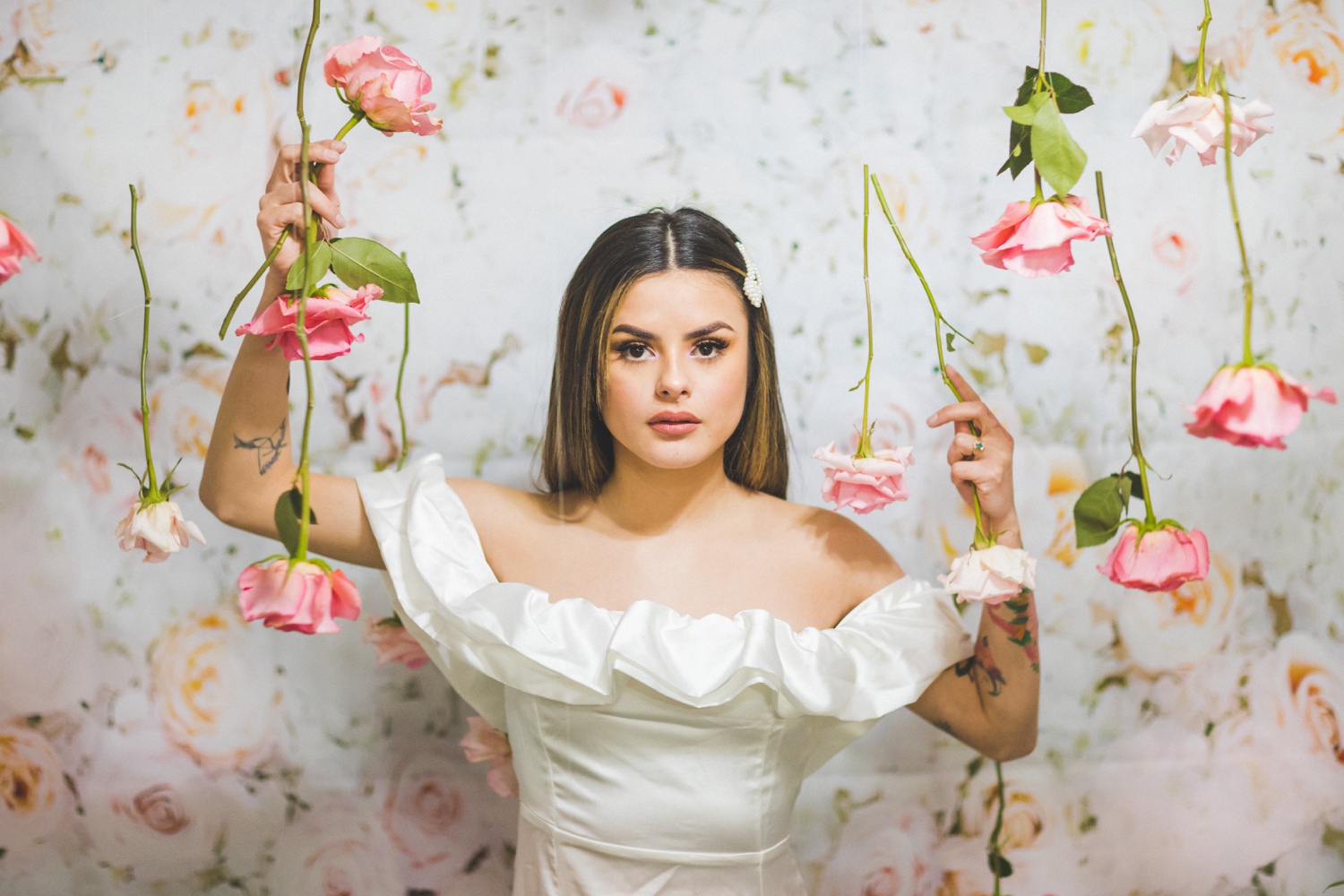 Bridal Photography with Roses, Flash Photography 