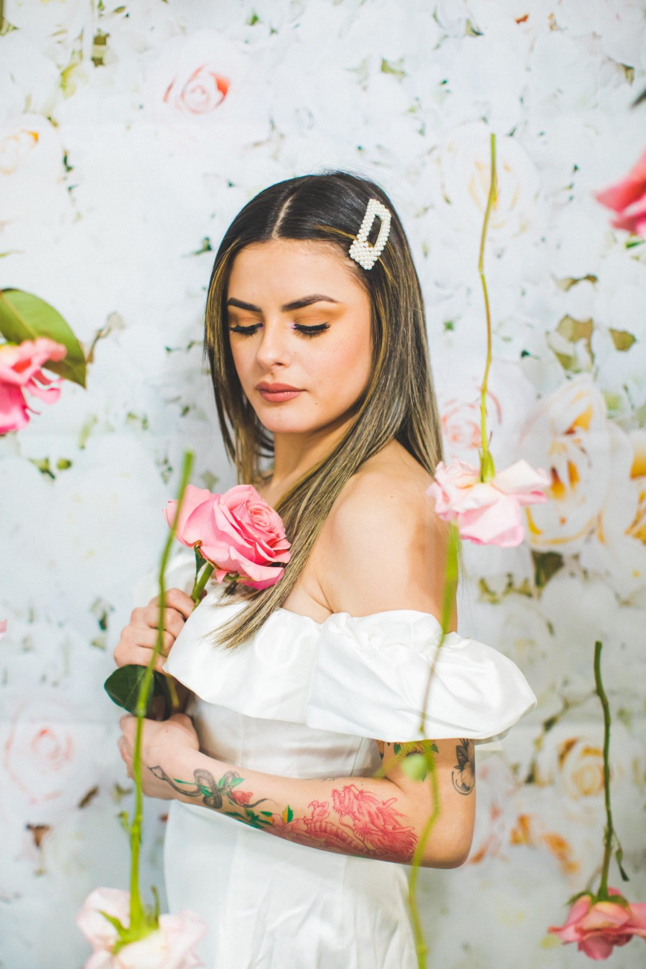 Bridal Photography with Roses, Flash Photography 