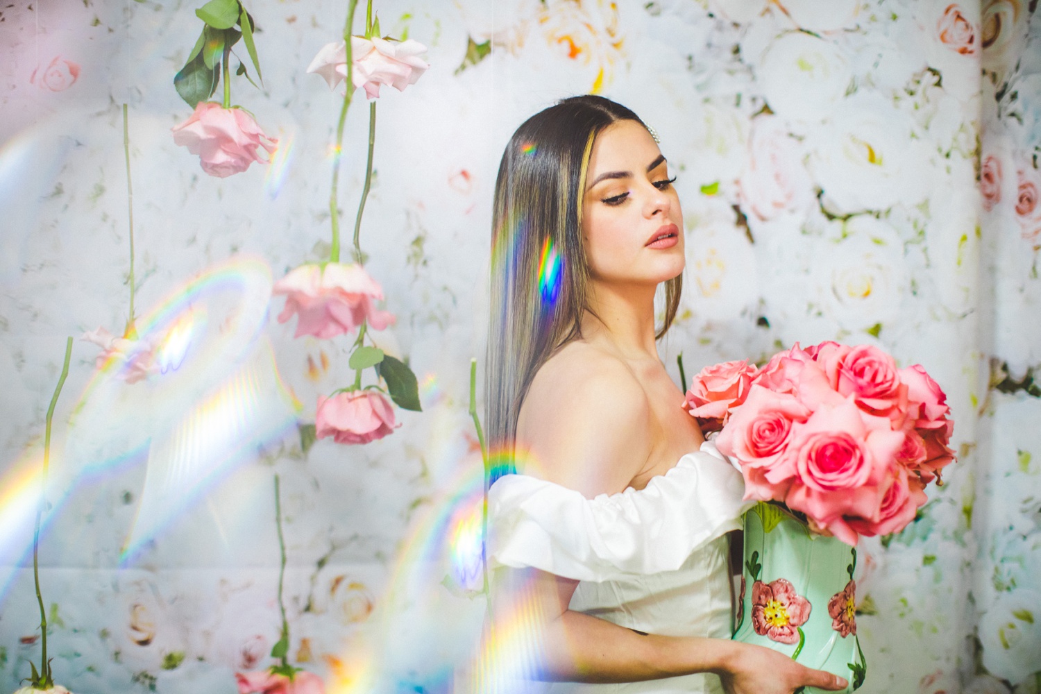Bridal Photography with Roses, Flash Photography 