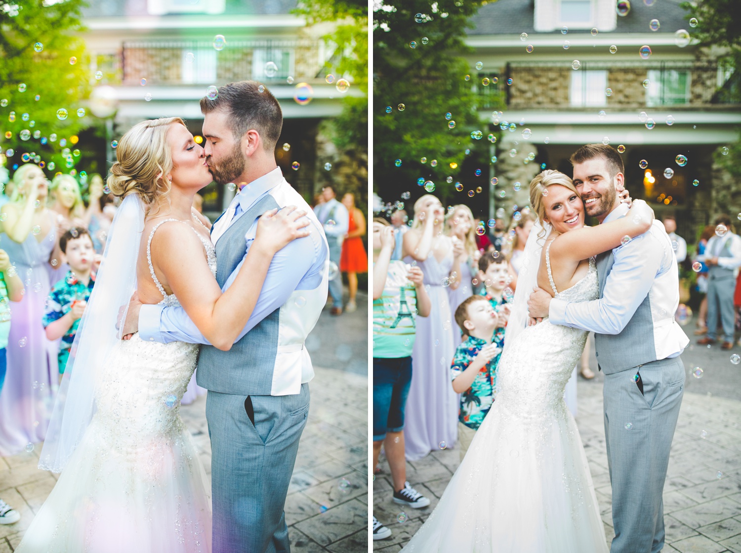 bubble exit at summer wedding in Springfield mo 