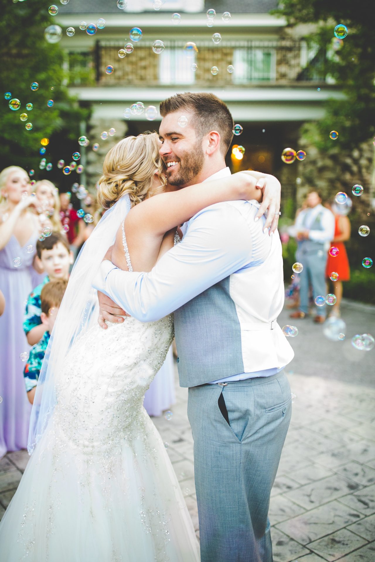bubble exit at summer wedding in Springfield mo 