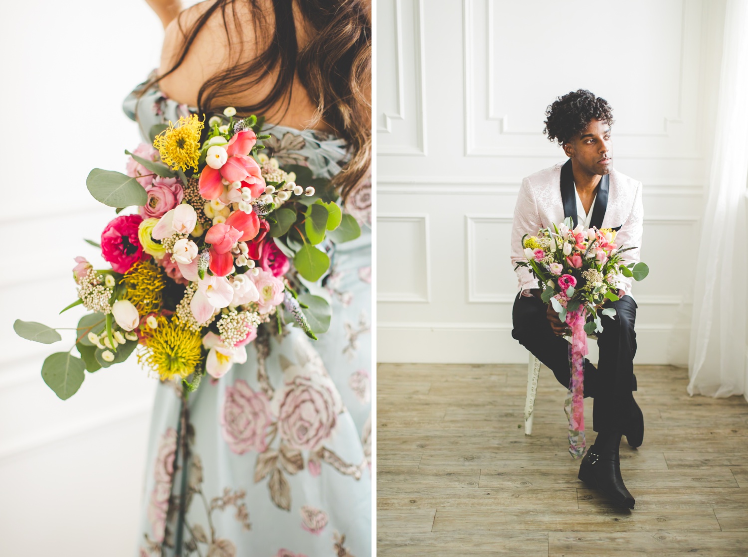 Colorful Studio Bride and Groom Photography in Draper UT