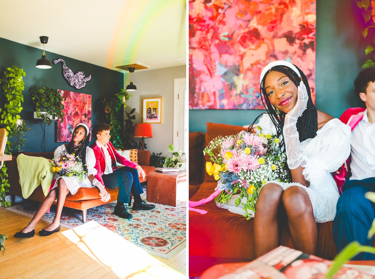 Colorful In Home Bridal Photographs 