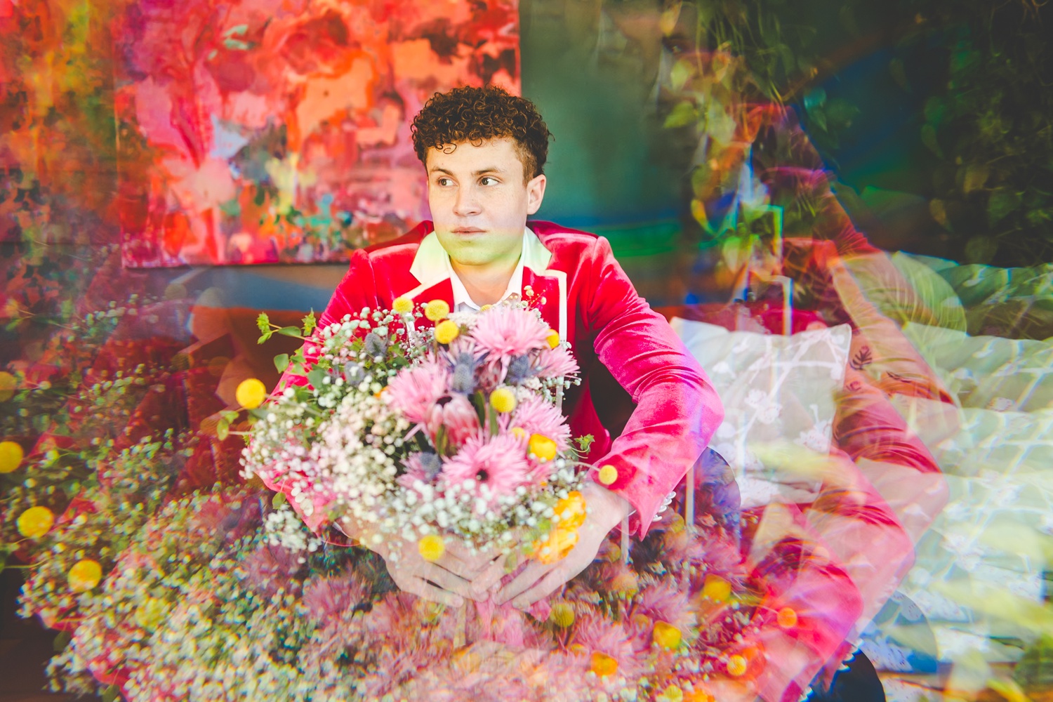 Colorful In Home Bridal Photographs 