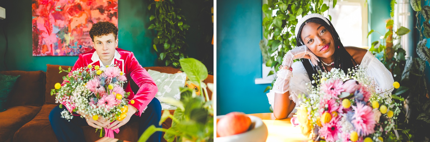 Colorful In Home Bridal Photographs 