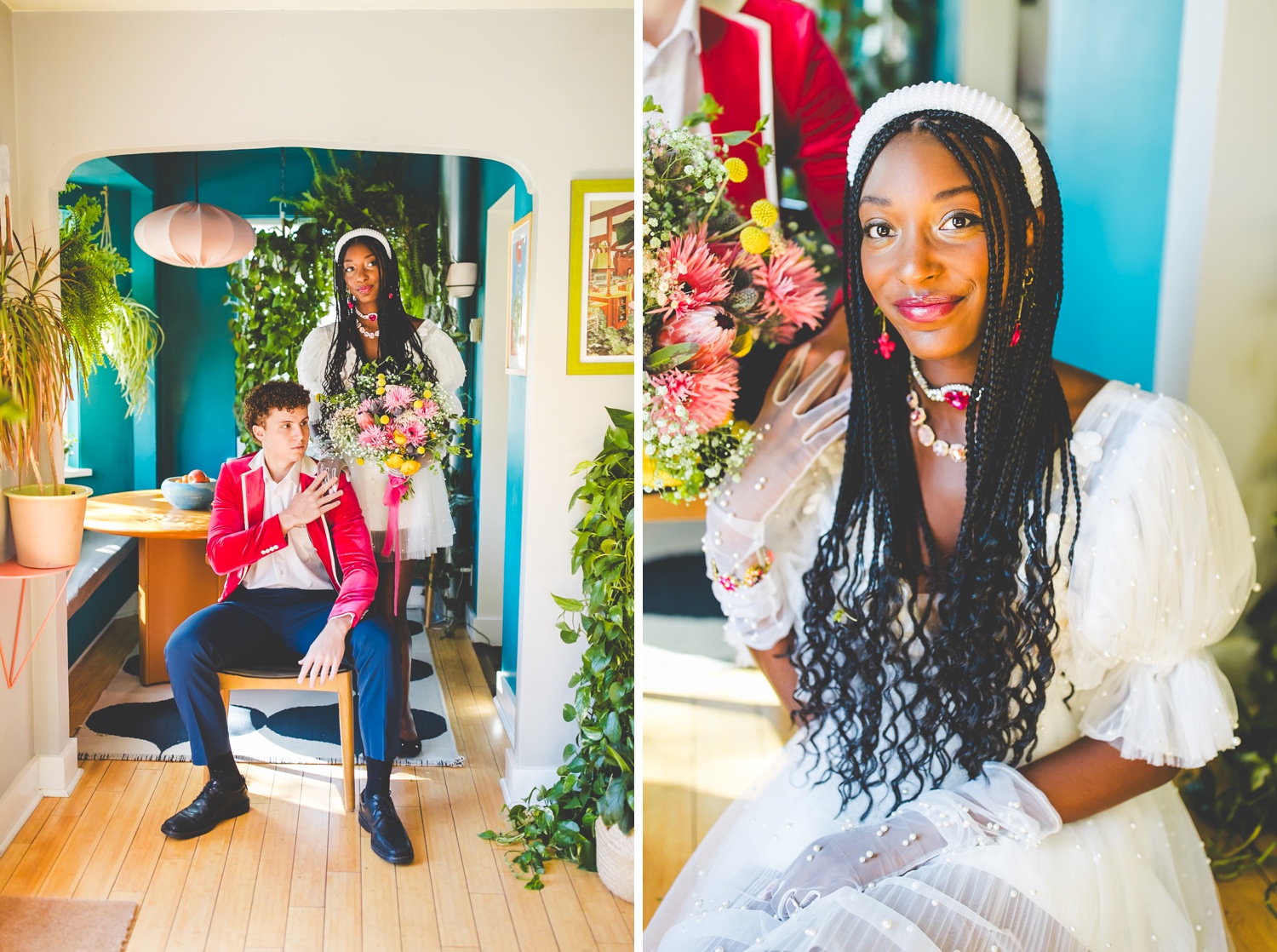 Colorful Wedding Photos at Home by Arkansas Wedding Photographer 