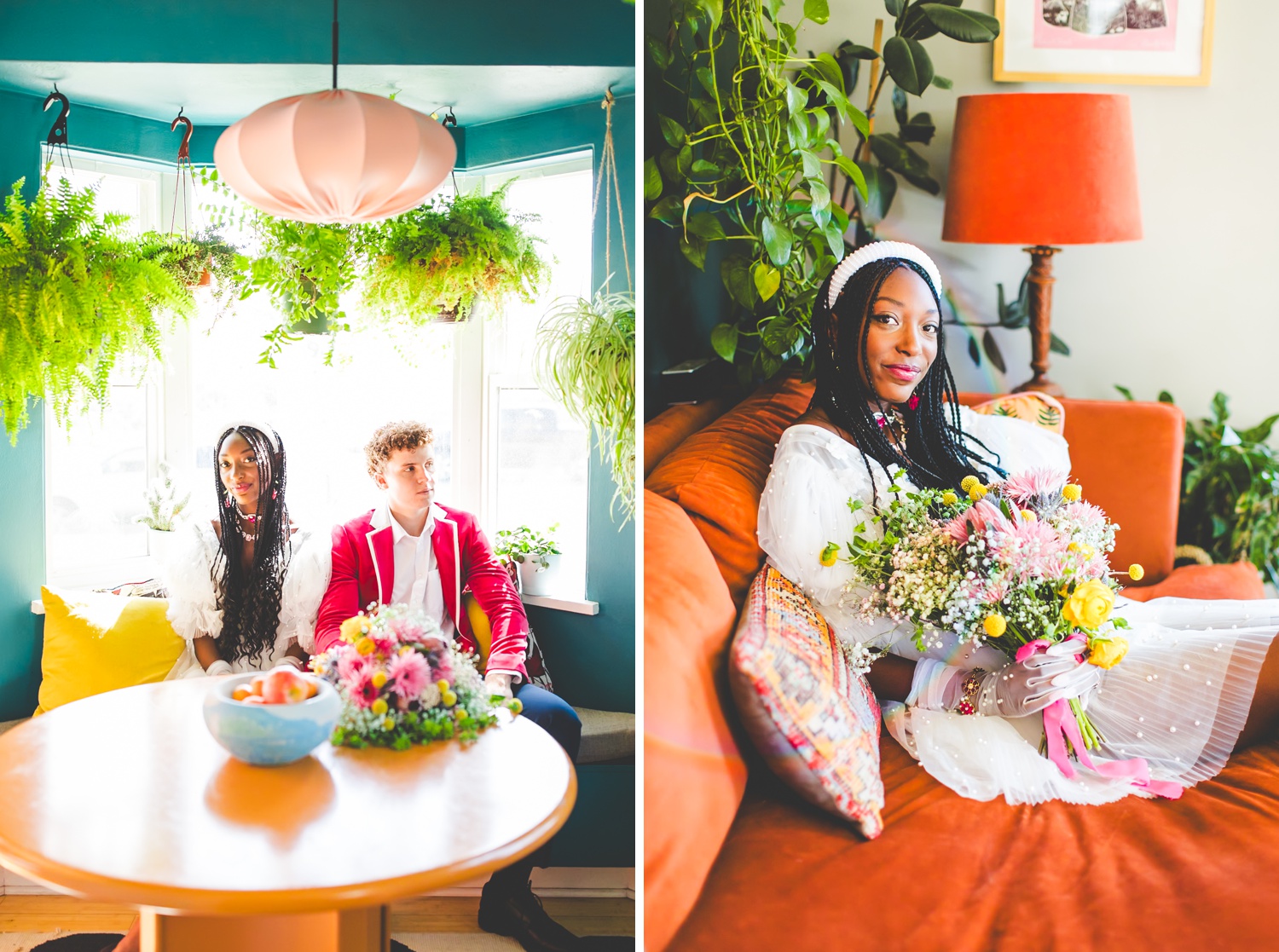 Groom Wearing Hot Pink Velvet Jacket