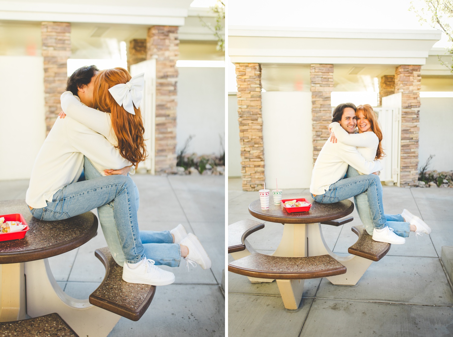 Cute Couple Photographs at In & Out, Minimalist Photo Outfit Ideas for Gen Z