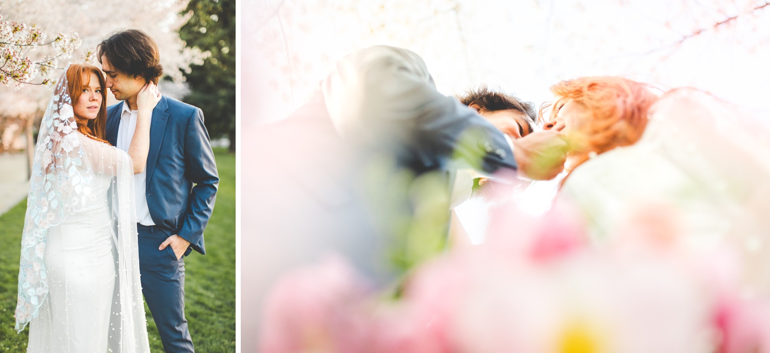 Dusk Bride and Groom Portraits and The Salt Lake City Cherry Blossoms 