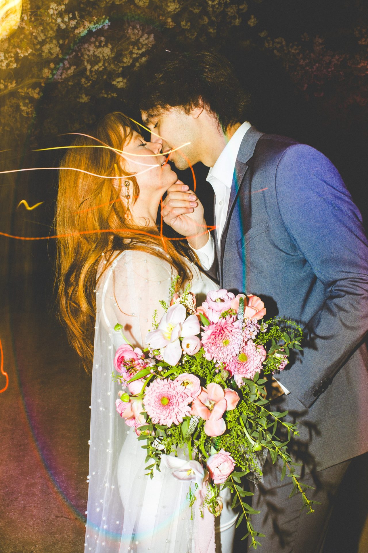 Night Bridal Portraits at the Salt Lake City Cherry Blossoms 