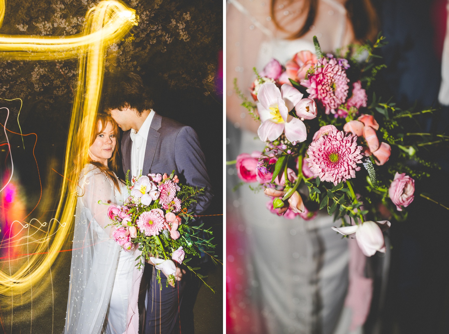 Night Bridal Portraits at the Salt Lake City Cherry Blossoms 