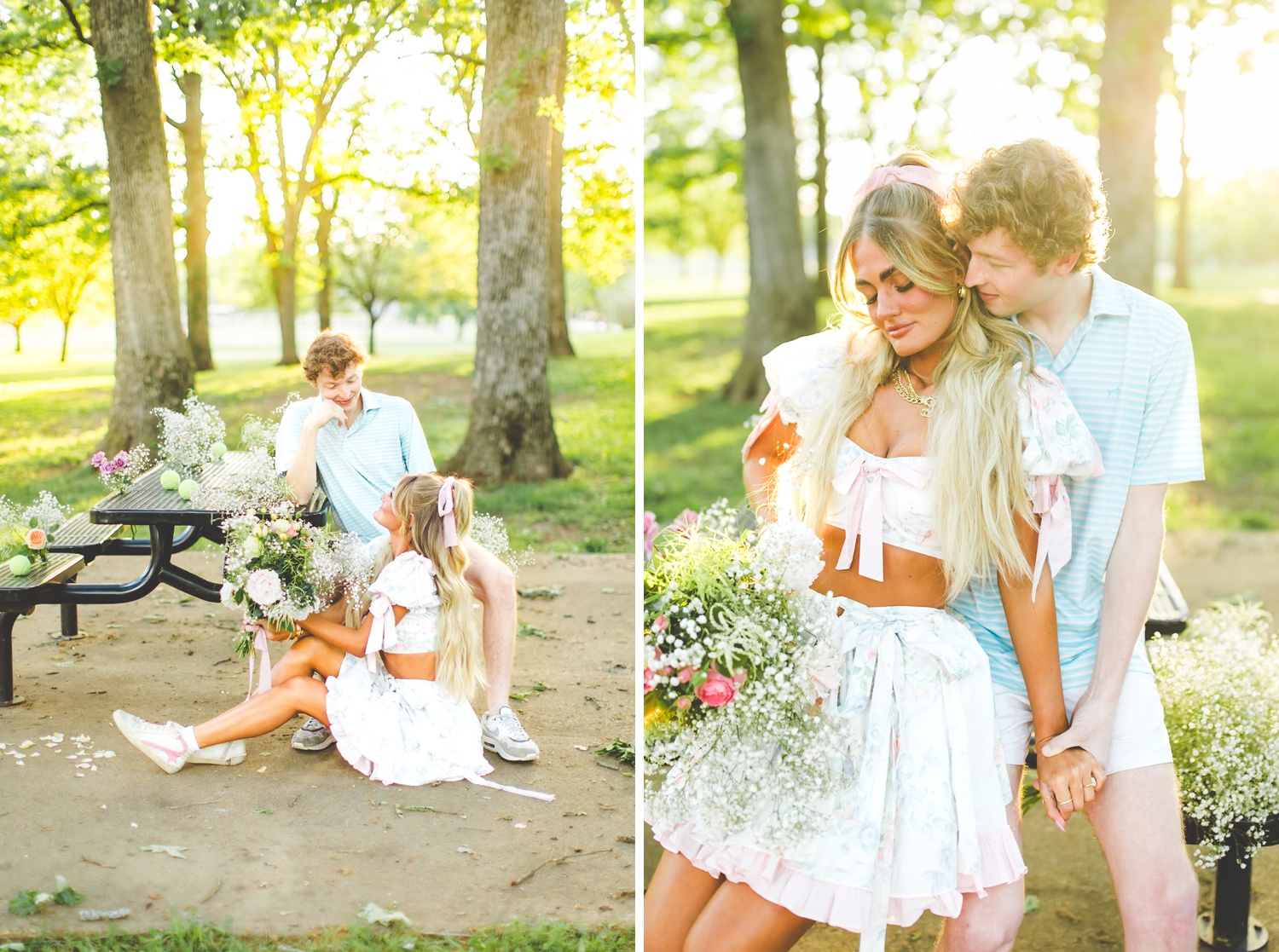Colorful Couple Photos in Arkansas, Engagements at Golden Hour 