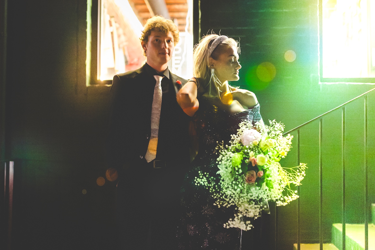 70s Inspired Night Engagement Photos in Fayetteville 