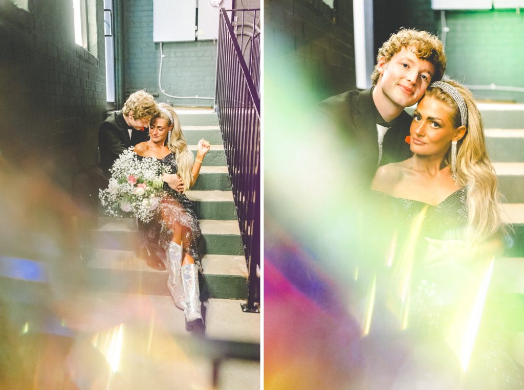 Colorful Night Engagement Photographs by Arkansas Wedding Photographer