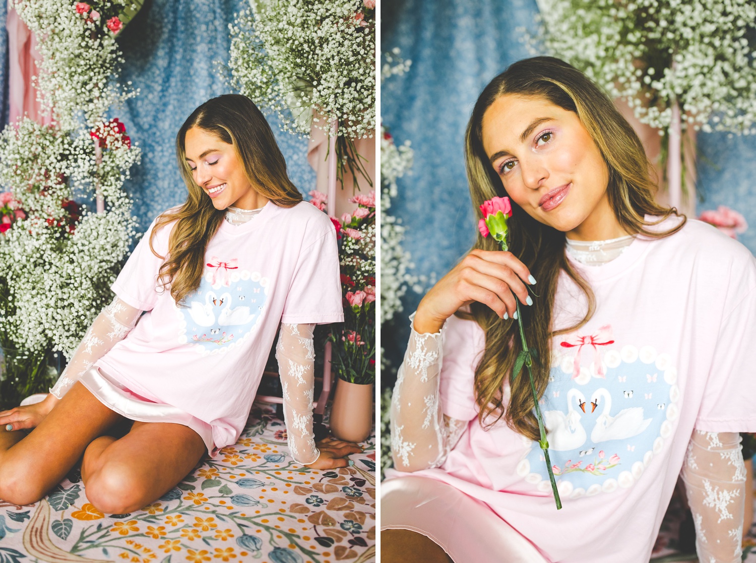 Cute Swan Animal Lover Tee with Pearl Frame by Opal and June