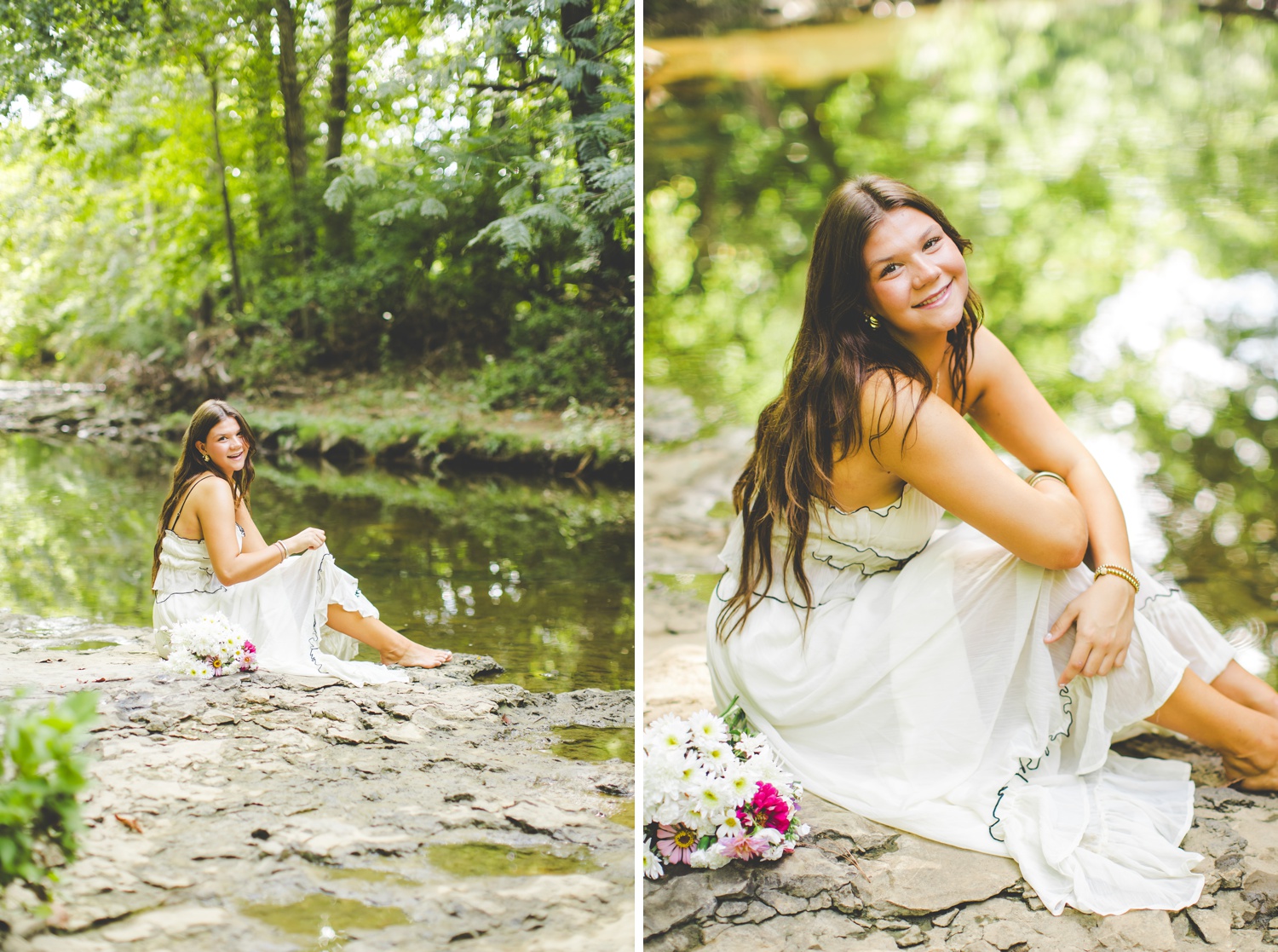 Senior Photos in a Creek in Arkansas