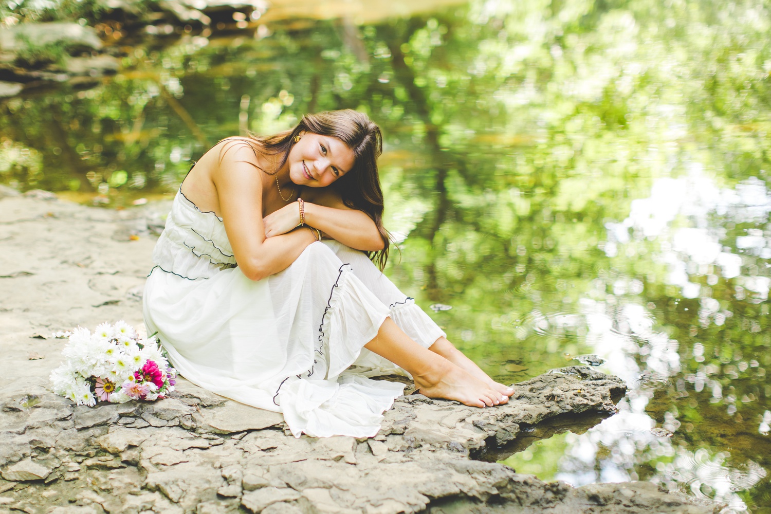 Senior Photos in a Creek in Arkansas