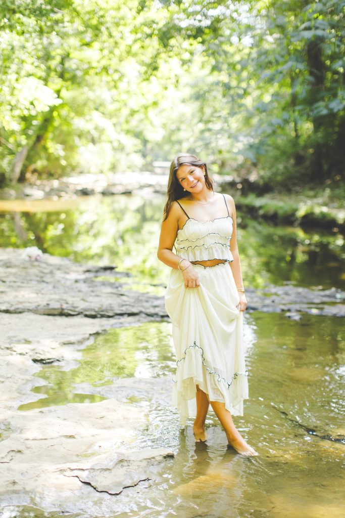 Senior Photos in a Creek in Arkansas